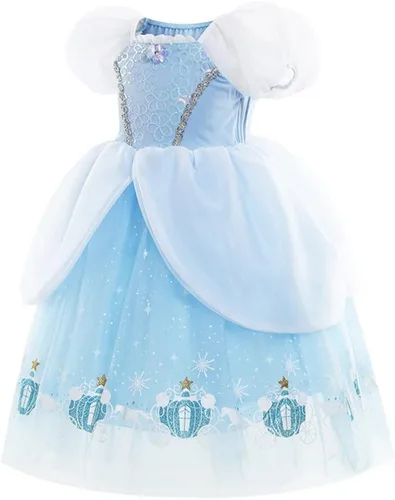 Vista 2 de Vestido de Cenicienta para niñas, disfraz de princesa para Halloween, cosplay, cumpleaños, concurso, Navidad, fiesta de noche