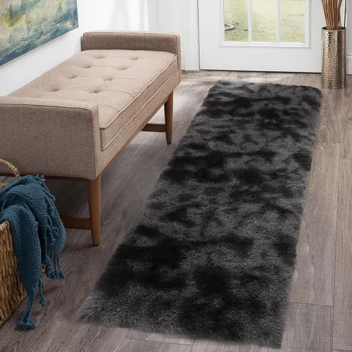 Vista 13 de CAROMIO Alfombra Corredor Esponjosa para Dormitorio Sala de Estar 2x6 Pies, Alfombras de Área Shag Alfombra de Felpa Suave Gruesa Larga de Piel Tie