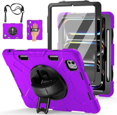 Vista 36 de Funda para iPad Pro 11 M5 2025/M4 2024: Funda protectora para iPad Pro de 11 pulgadas 5ª generación con protector de pantalla, soporte, asa y correa