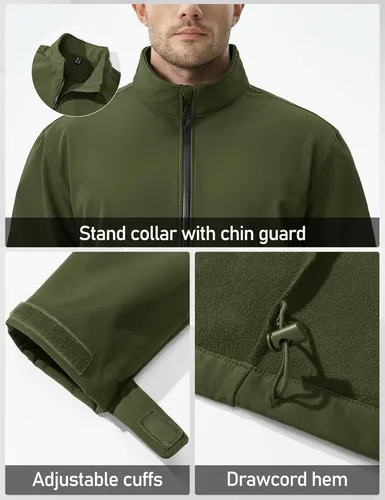 Vista 7 de MAGCOMSEN Chaqueta Softshell con forro polar para hombre, ligera, impermeable, cortavientos con cremallera, abrigo de lluvia para invierno