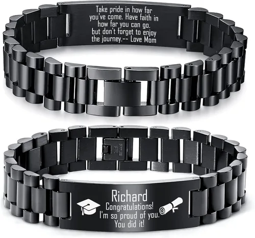 Vista 10 de MEALGUET Regalos de graduación para él, pulsera de graduación personalizable, regalo inspirador para graduados universitarios de clase de 2025