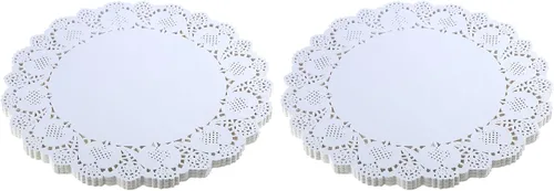 Vista 10 de DECORA Tapones redondos de encaje de papel blanco de 12.5 pulgadas para decoraciones de mesa de boda, 100 unidades AM042