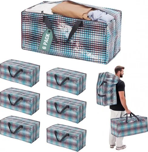 Vista 29 de WORKPRO 1 paquete de bolsas de mudanza extra grandes con cremalleras y asas de transporte, correas de mochila, bolsa de almacenamiento resistente