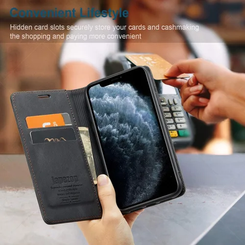 Vista 8 de japezop Funda para iPhone 11 Pro, iPhone 11 Pro funda tipo cartera para mujeres u hombres con [bloqueo RFID] soporte para tarjetas de crédito, funda