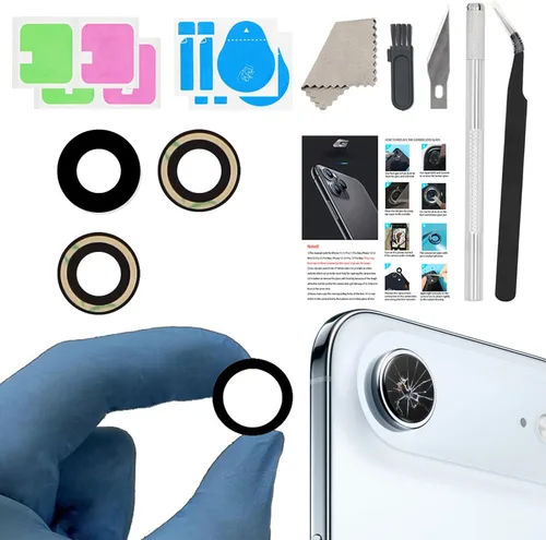Vista 13 de Reemplazo de lente de vidrio de cámara para iPhone 11, GVKVGIH reemplazo de lente de vidrio de cámara trasera con adhesivo preinstalado, kit