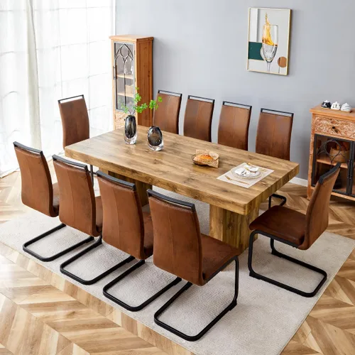 Vista 38 de gopop Mesa de comedor de mármol de 63 pulgadas, tablero de mesa de comedor MDF con patrón de mármol y base para cocina y comedor.