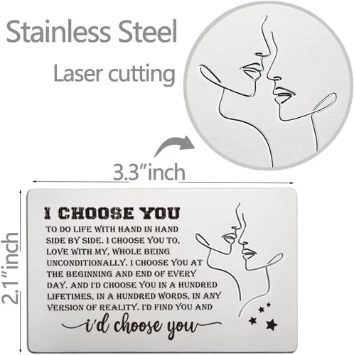 Vista 7 de FOKCBOCM Tarjetas de aniversario para él y ella, tarjeta de inserción de billetera con texto en inglés "I Choose You", divertida nota de amor