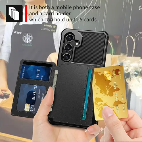 Vista 101 de Funda para Samsung Galaxy S21 Ultra con tarjetero, compatible con soporte magnético para automóvil, resistente a los golpes, resistente, suave, TPU