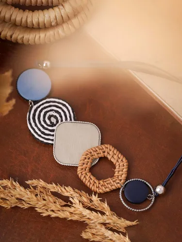 Vista 6 de MINACHI Handmade Braided Necklace for Women, Wooden Beads, Rattan Charm, Vintage Style, Gift Jewelry
