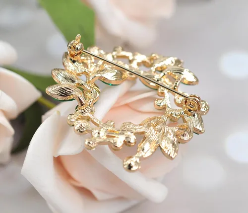 Vista 6 de Gyn&Joy Broche de cristal transparente de la corona floral del Rhinestone BZ005