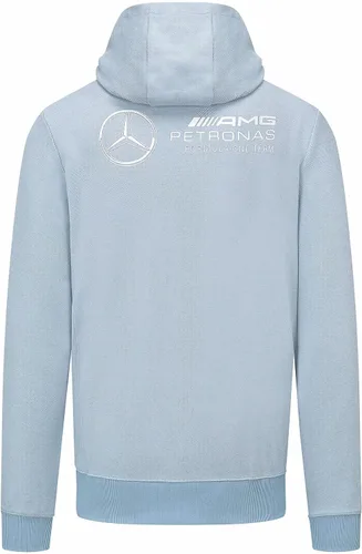 Vista 2 de Mercedes-AMG Petronas Formula One Team Edición Especial George Russell 2022 Silverstone GP Sudadera con capucha Azul, Azul