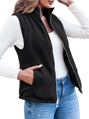 Vista 5 de Valphsio Chaleco acolchado con cuello alto para mujer, reversible, sin mangas, acolchado, ligero, con cremallera y bolsillos