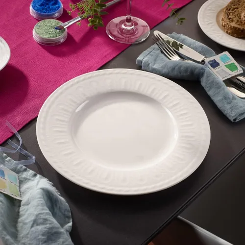 Vista 2 de Villeroy & Boch Cellini - Plato llano, 10.5 pulgadas, porcelana premium, color blanco