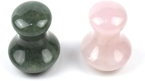 Vista 3 de 2 piedras de masaje en forma de hongo, piedra de jade natural, roca caliente para masaje de spa (2-P & B, rosa y azul)