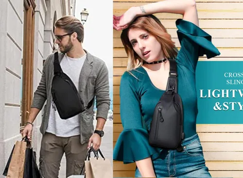 Vista 2 de IAGOM Bolso bandolera pequeño de cuero, bolso bandolera para mujer