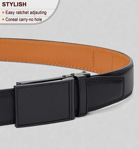Vista 2 de Cinturón de piel auténtica con trinquete BULLIANT para hombre, tamaño personalizado