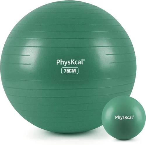 Vista 22 de PhysKcal Pelota de yoga para ejercicio, set de pilates, pelota de fitness de 4 tamaños para entrenamiento, parto, embarazo, terapia física - Bomba