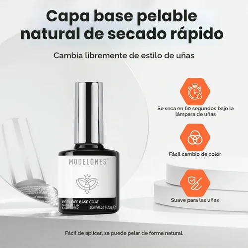 Vista 2 de modelones Capa base de gel despegable U V, capa base pelable de secado rápido Esmalte de uñas de gel para principiantes, protección suave