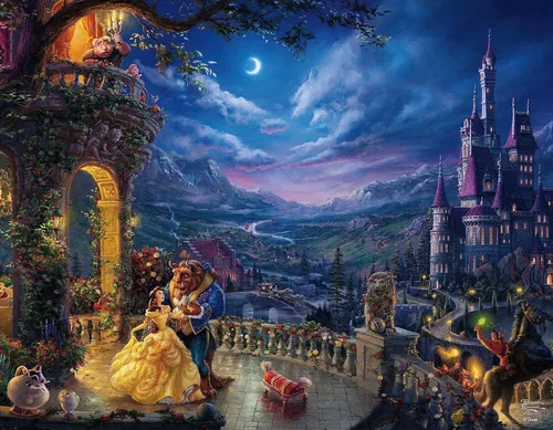 Vista 4 de Ceaco - 4 en 1 Multipaquete - Disney - Thomas Kinkade - (4) Rompecabezas de 500 piezas Thomas Kinkade Disney Art, Made in USA, Recycled Board