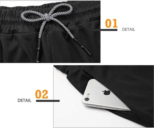 Vista 5 de Surenow - Pantalones cortos de correr para hombre, pantalones cortos 2 en 1 para entrenamiento, de 7 pulgadas, para yoga, deportes al aire libre
