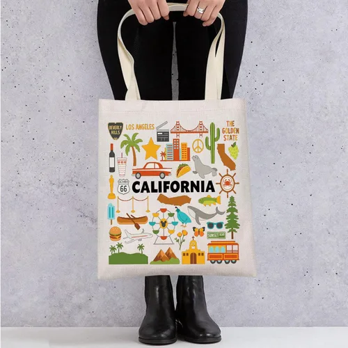 Vista 6 de WZMPA Bolsa de viaje California – Regalo de vacaciones y bolsa de compras – Regalo de recuerdo Calif 2