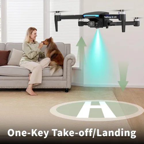 Vista 7 de Toladrone TD31LCD RC - Dron con pantalla LCD, dron plegable para principiantes con transmisión de imagen digital en tiempo real, función de ajuste