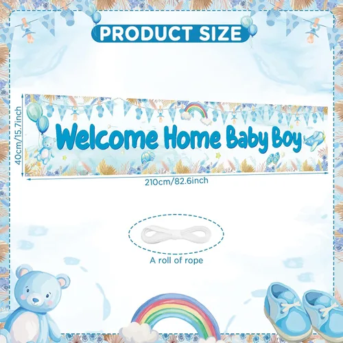Vista 7 de Cartel de bienvenida a casa para bebé niño con texto en inglés "It's a Boy", decoración de baby shower, decoración de patio para niños, revelación