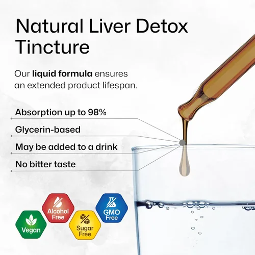 Vista 4 de BIO KRAUTER® Liver Cleanse Detox - Soporte hepático líquido vegano con cardo mariano, chanca piedra, cúrcuma, raíz de diente de león y alcachofa 700
