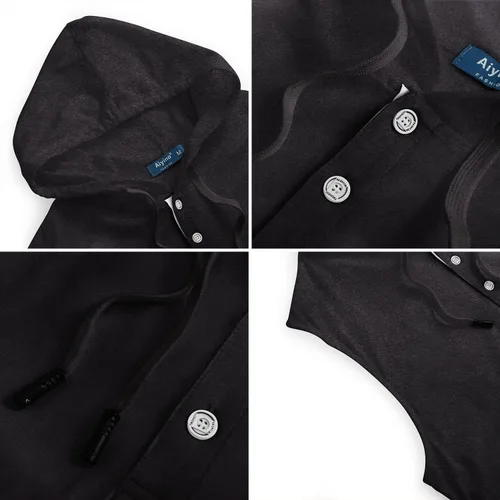 Vista 4 de Aiyino Sudadera deportiva de manga corta y larga para hombre, tallas S-5X, sudadera deportiva de hip hop