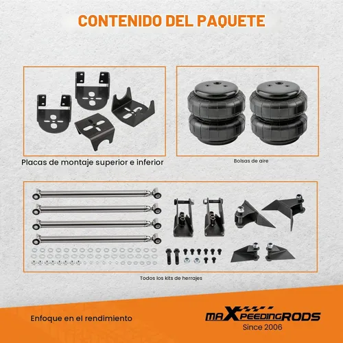 Vista 6 de maXpeedingrods Kit de suspensión triangulada soldada con 4 enlaces y kit de bolsas de suspensión de aire de 5000 lbs universal para camiones, chasis