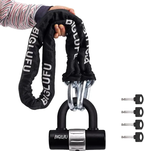 Vista 9 de Cerradura de cadena para motocicleta, cadena antirrobo resistente