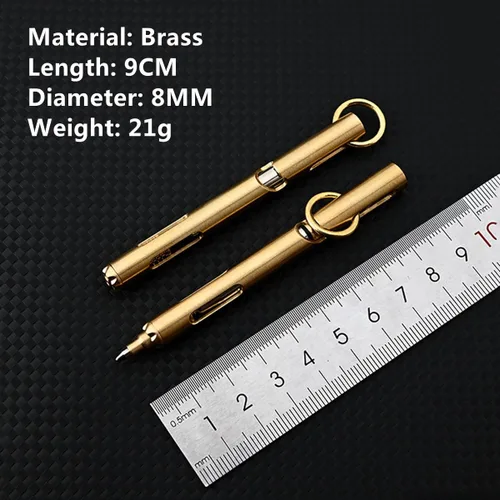 Vista 6 de Bolt Action - Mini bolígrafo de latón, reemplazables EDC de tinta negra por Bolt Action para oficina, trabajo, escritura, firma, viajes, trabajo