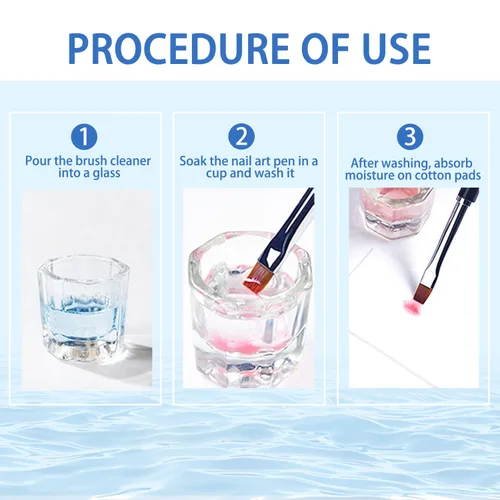 Vista 7 de Solución de limpieza de cepillos de uñas – 1.4 fl oz de acrílico para arte de uñas líquido limpiador para manicura, cepillo de uñas de limpieza