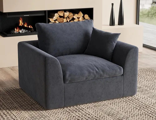Vista 44 de ohllob Sofás seccionales Cloud de 110 pulgadas para sala de estar, sofá deshuesado en forma de L con otomana, sofá modular de 3 plazas, color negro