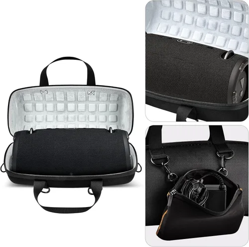 Vista 4 de Funda rígida para JBL Xtreme 3/Extreme 2, portátil, impermeable, inalámbrico, Bluetooth, soporte de almacenamiento de viaje con bolsa de bolsillo