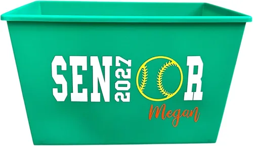 Vista 4 de Cesta de regalo deportiva personalizada con nombre de equipo de sóftbol, para graduados de 2027, contenedor de decoración, contenedor de regalo