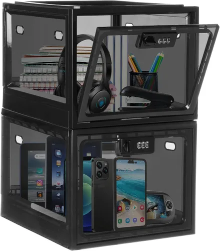Vista 12 de Lalifebuss Cajas de cerradura de combinación para artículos personales, caja de almacenamiento con cerradura para casillero