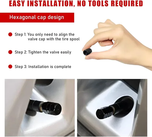 Vista 5 de Ziciner 8 PCS Tapas de Vástago de Válvula de Neumático de Coche, Cubiertas de Válvula de Rueda de Aleación de Aluminio con Anillo O de Goma, Juego
