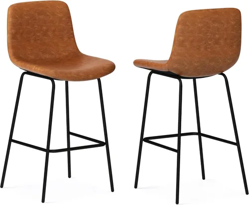 Vista 20 de SIMPLIHOME Randolph Taburetes de mostrador (juego de 2) taburetes de bar tapizados de madera curvada de 28 pulgadas de altura del asiento en tela