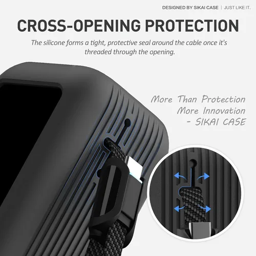 Vista 3 de Estuche de silicona para batería externa Anker Laptop (25,000mAh 165W) con orificio para tuerca de 1/4", almacenamiento para tarjeta SD/SIM Negro