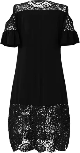 Vista 4 de ZEFOTIM Vestido de fiesta para invitados de boda, vestido de encaje casual con cuello redondo, cintura imperio, volantes, suelto, largo, vestido