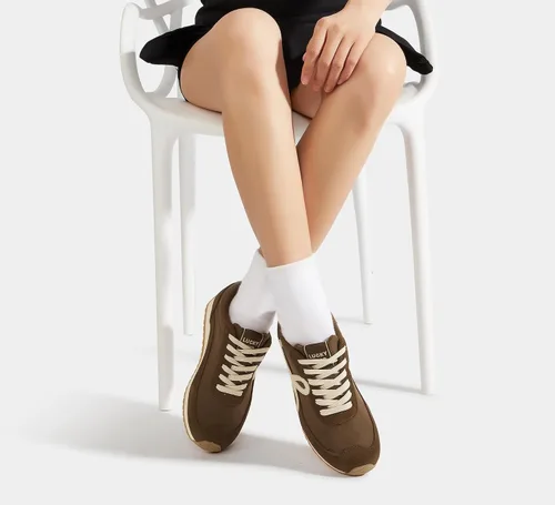 Vista 9 de LUCKY STEP - Zapatillas de moda para mujer, elegantes, de caña baja, clásicas, retro, casuales, cómodas, para correr y caminar Marrón oscuro