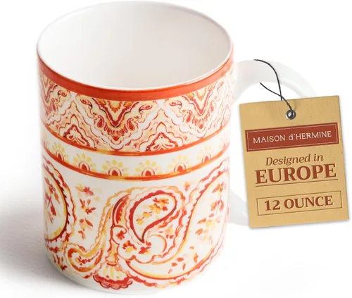 Vista 19 de Maison d' Hermine Taza de café con asas, tazas de porcelana fina de hueso, paquete de una taza de té para bebidas calientes, capuchino, latte