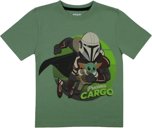 Vista 2 de STAR WARS The Mandalorian - Conjunto de camiseta y pantalones cortos para niños, The Mandalorian Baby Yoda camiseta y pantalones cortos para niños