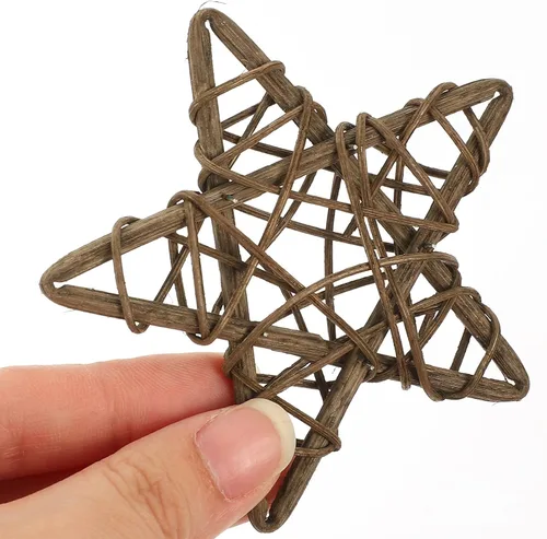 Vista 3 de FOMIYES Bolas de mimbre decorativas naturales, bolas de ratán de mimbre de estrella, 9 piezas, relleno de jarrón, ramitas decorativas, esferas