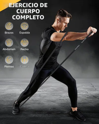 Vista 5 de Bandas de resistencia de Equipro, bandas de ejercicio, bandas de resistencia para entrenar con asas y anclaje de puerta, bandas de entrenamiento