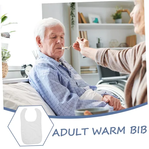 Vista 3 de Babero para adultos que alimentan a hombres y mujeres mayores con necesidades especiales, grandes, reutilizables, de poliéster, lavado de cara