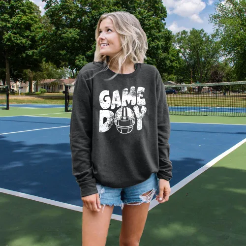 Vista 4 de FLOYU Sudadera de Sunday Funday para mujer, diseño gráfico de fútbol americano, para el día del partido, fin de semana, camiseta casual