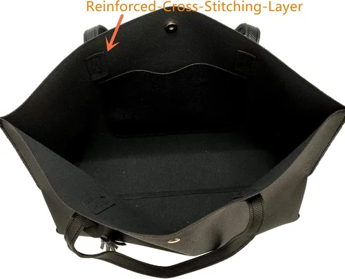 Vista 4 de Bolso con asas para hombro para mujer, de cuero sintético, con borla