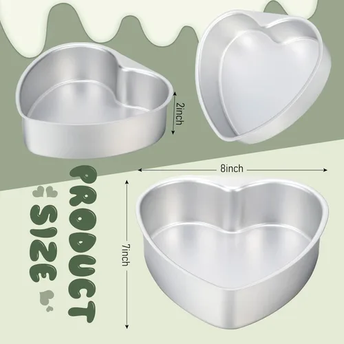 Vista 3 de Didaey 6 moldes en forma de corazón a granel de 8 pulgadas de aluminio para tartas de corazón, moldes de corazón para hornear, moldes para pasteles